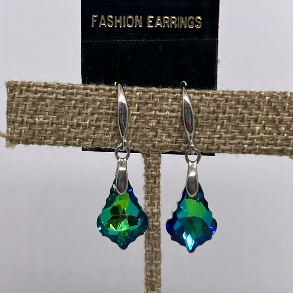 Vintage, watermelon, rhinestone earrings